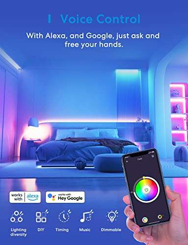 Ruban LED RGBWW connecté MSL320CP - 5 m, Compatible Alexa, Google Home (Via Coupon de 14€)