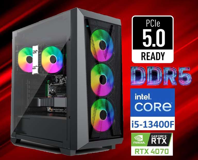 PC Fixe Gaming Agua 3447i5 - i5 13400F, RTX 4070 12 Go,16 Go de RAM, 1 To de SSD, B760 PCIe 5.0, WaterCooling, W10 Pro, Overwatch Invasion 2
