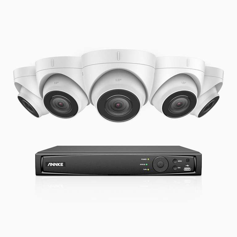 Kit de surveillance ANNKE H800 PoE 8CH - 5 Caméras 4K 8MP IP67 (5 bullets ou 5 tourelles au choix) + Enregistreur vidéo NVR (HDD en option)