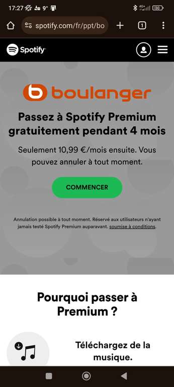 [Nouveaux clients] 4 mois d'abonnement Spotify Premium offerts pour l'achat d'un produit éligible