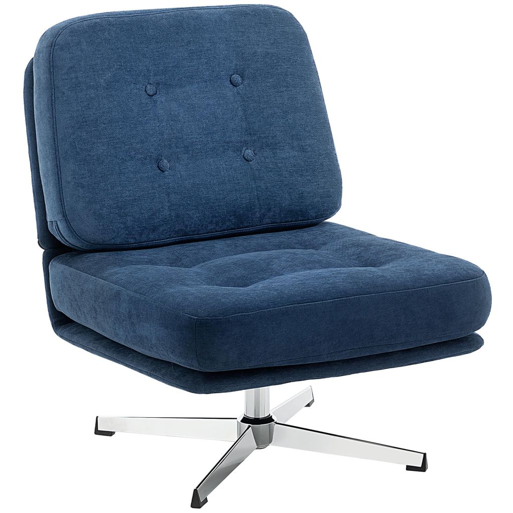 Fauteuil sans accoudoirs Homcom - Rotatif, Assise Large, Bleu Foncé (via coupon - Vendeur Tiers)