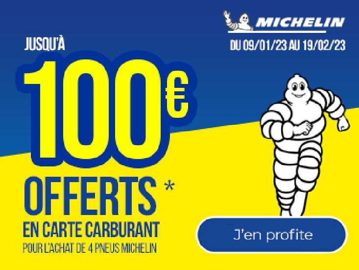 Jusqu'à 100€ offerts en carte carburant pour l'achat de pneus Michelin
