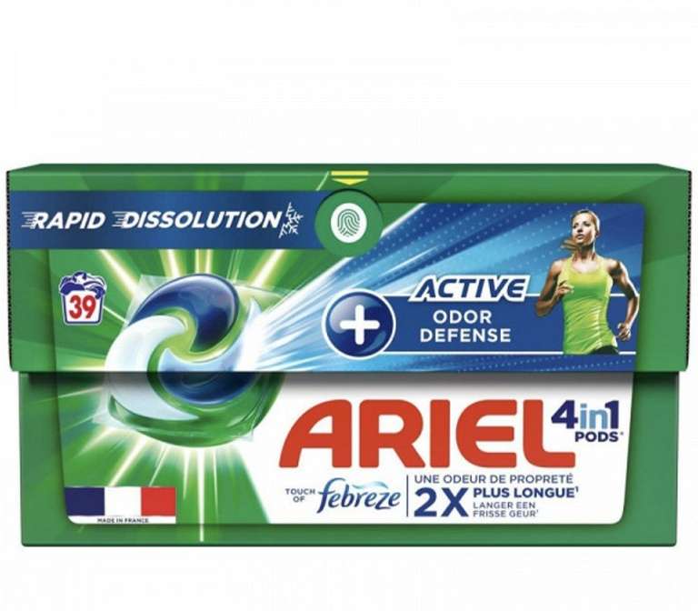 Paquet de 39 capsules de lessive Ariel Pods Active (Via 16.79€ fidélité + 7.15€ ODR)