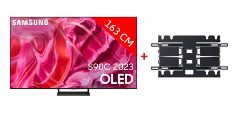 TV QD-OLED 65" Samsung TQ65S90C (2023) - 4K 144hz, HDMI 2.1, HDR10+, Dolby Atmos + Support Mural WMN-B05FB