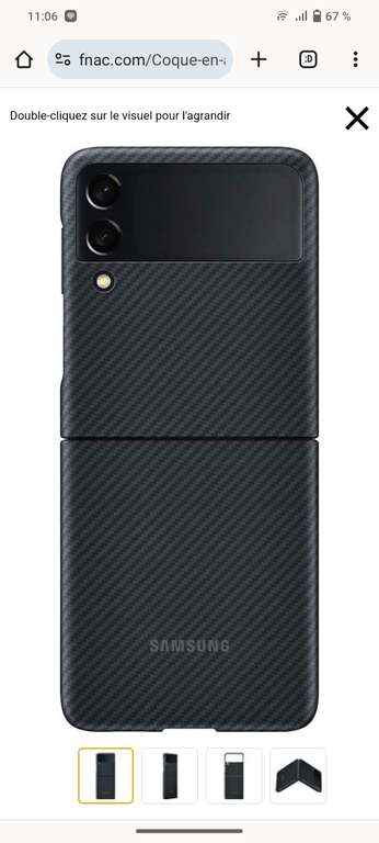 Coque en aramide pour Samsung Galaxy Z Flip 3 Noir