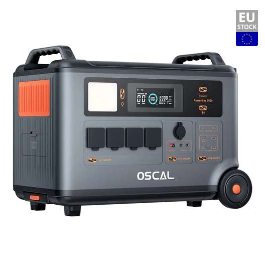 Centrale électrique Blackview Oscal PowerMax 3600 - Batterie LiFePO4, 3600Wh à 57600Wh, 14 prises, 5 modes LED (Entrepôt EU)