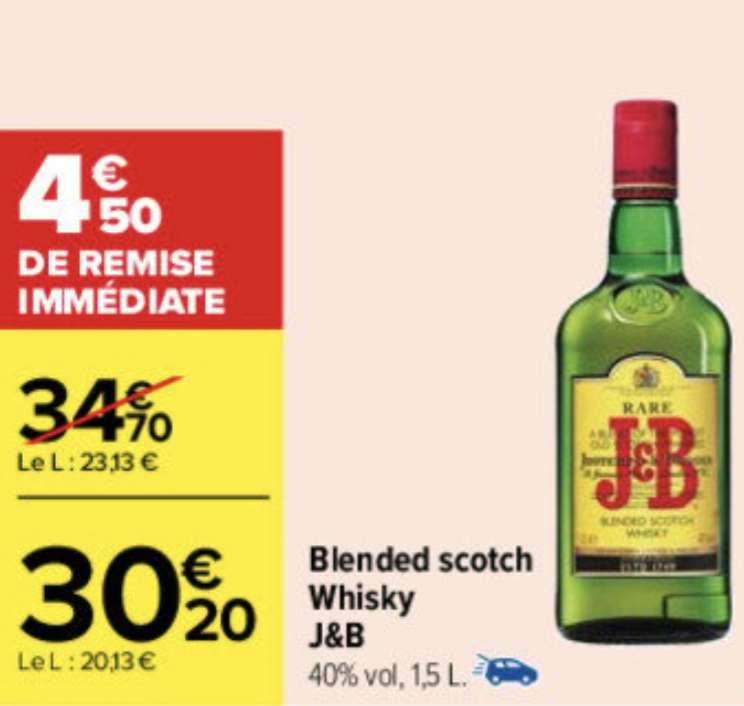 Bouteille de whisky J&B - 1,5L (via bon d'achat)
