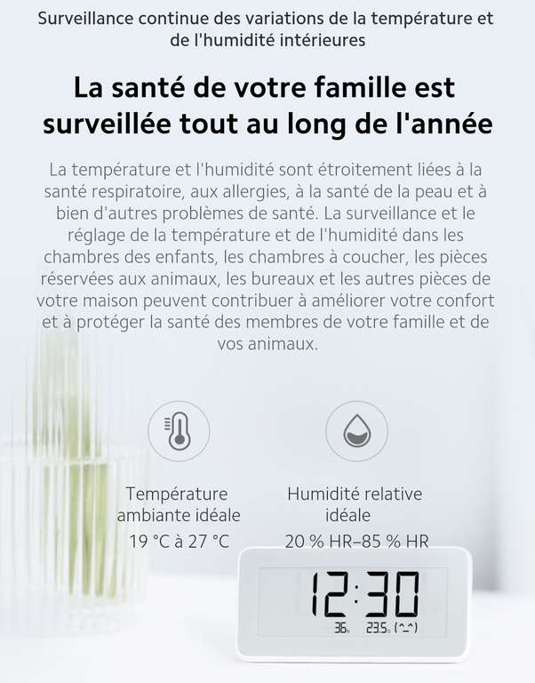 Horloge connectée Xiaomi avec température et humidité