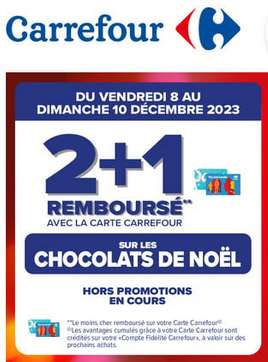 Carrefour Chocolats Noël : 8€ offerts en bon tous les 25€ d'achat