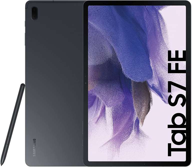Tablette tactile 12.4" Samsung Galaxy Tab S7 FE (WQHD+, SnapDragon 778G, 4 Go de RAM, 64 Go, noir) + Stylet S Pen (Via ODR de 100€)