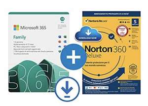 Licence Logiciel Microsoft Office 365 Famille - 6 personnes, 15 mois + Norton 360 Deluxe (Dématérialisé)