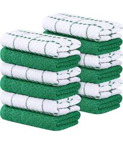 12 torchons de cuisine - Vert et blanc Utopia Towels - 100% Coton, 38 x 64 cm (Vendeur tiers)