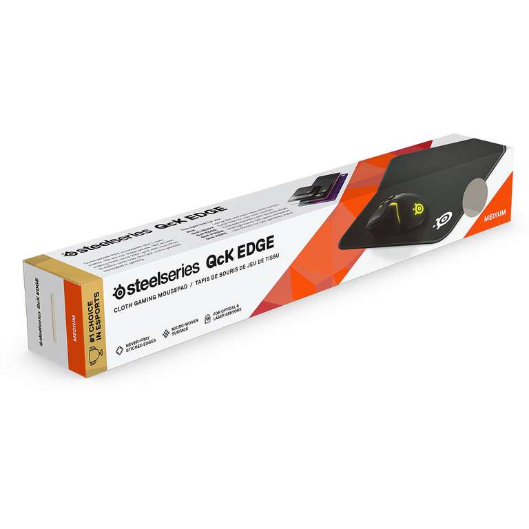 Tapis de souris gaming SteelSeries QcK Edge M - Bords cousus, 320 x 270 x 2 mm (Noir)