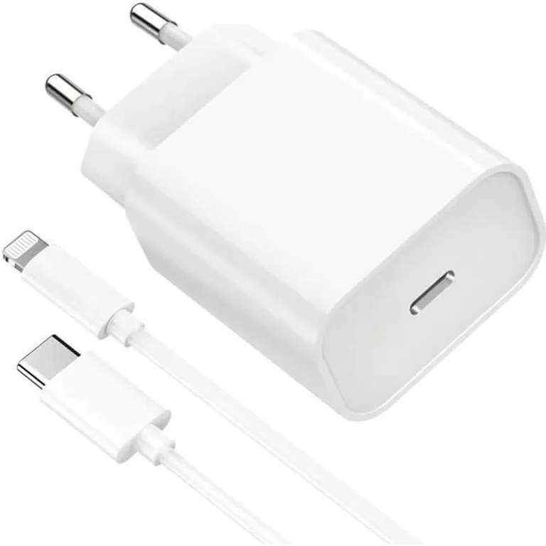 Chargeur Secteur Type-C + Câble USB-C pour iPhone 14 Pro Max 13 Pro 12 11 Pro (+1.2€ en Rakuten Points)