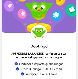 [Membres Unidays] 2 mois gratuit de Super Duolingo