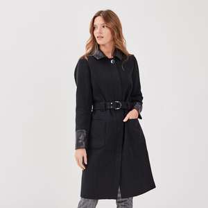Manteau droit ceinturé Noir Femme - Tailles 38 au 46