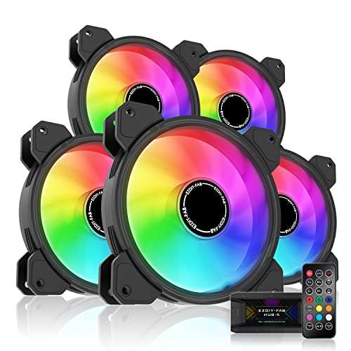 [Prime] Lot de 5 Ventilateurs de Boîtier PC Ezdiy-Fab - RGB, 120mm avec télécommande de contrôle (Vendeur Tiers)