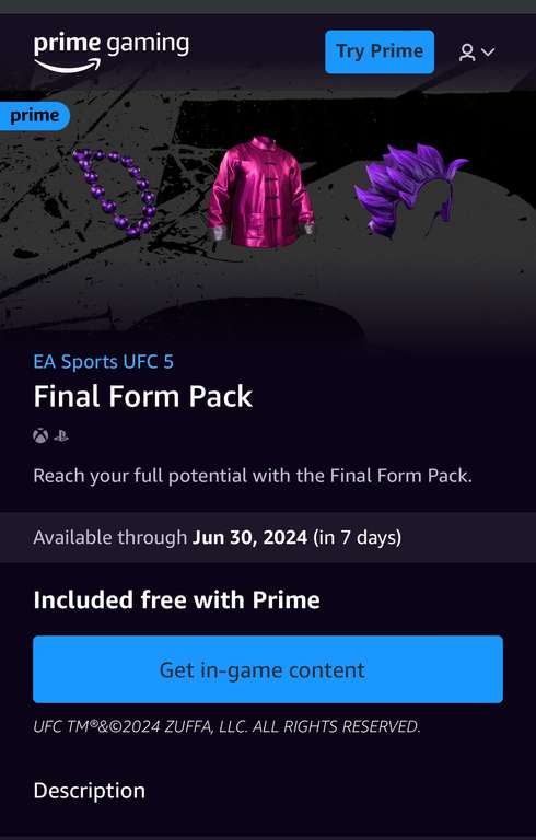 [Prime] Pack d’élément de customisation pour personnage UFC 5 sur Xbox/PS5 (Dématérialisé)