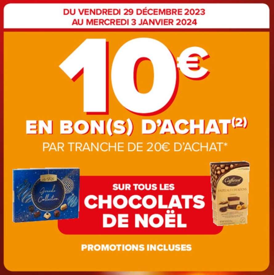 Carrefour Chocolats Noël : 8€ offerts en bon tous les 25€ d'achat