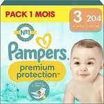Pack de Couches Pampers Premium Protection - Taille 3 (6-10 kg), 204 Couches Bébé
