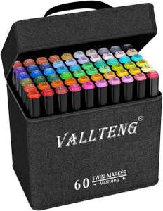 60 Marqueurs Vallteng couleurs d'art permanents (via coupon - vendeur tiers)