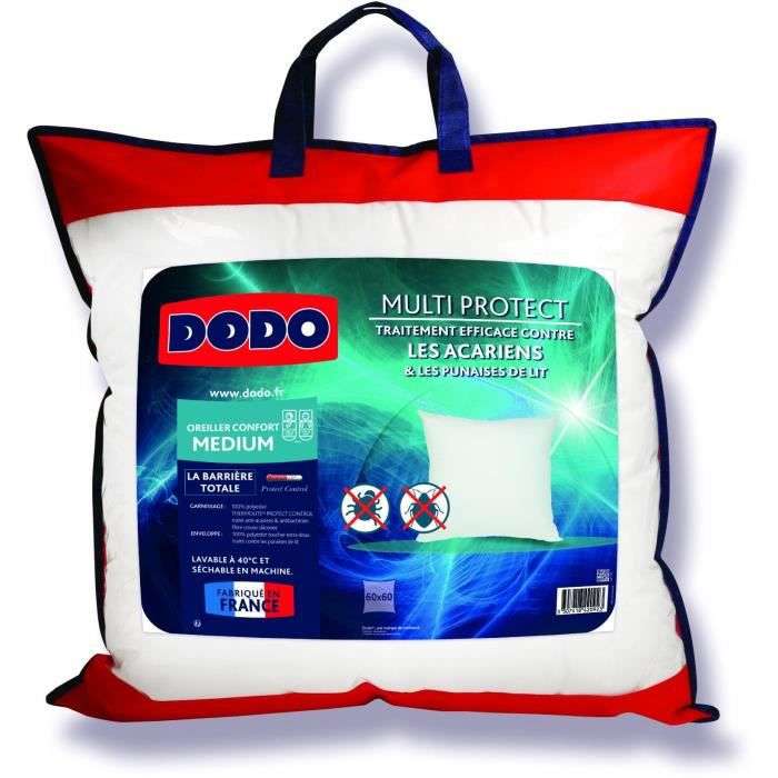 Oreiller Multiprotect Dodo - 60x60 cm - 100% Polyester - anti-acarien et antibactérien
