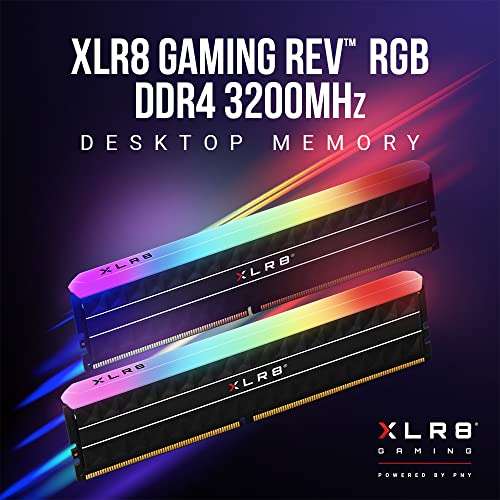 Kit mémoire RAM DDR4 RGB PNY XLR8 Gaming REV - 32 Go (2 x 16 Go), 3200 Mhz, CL16