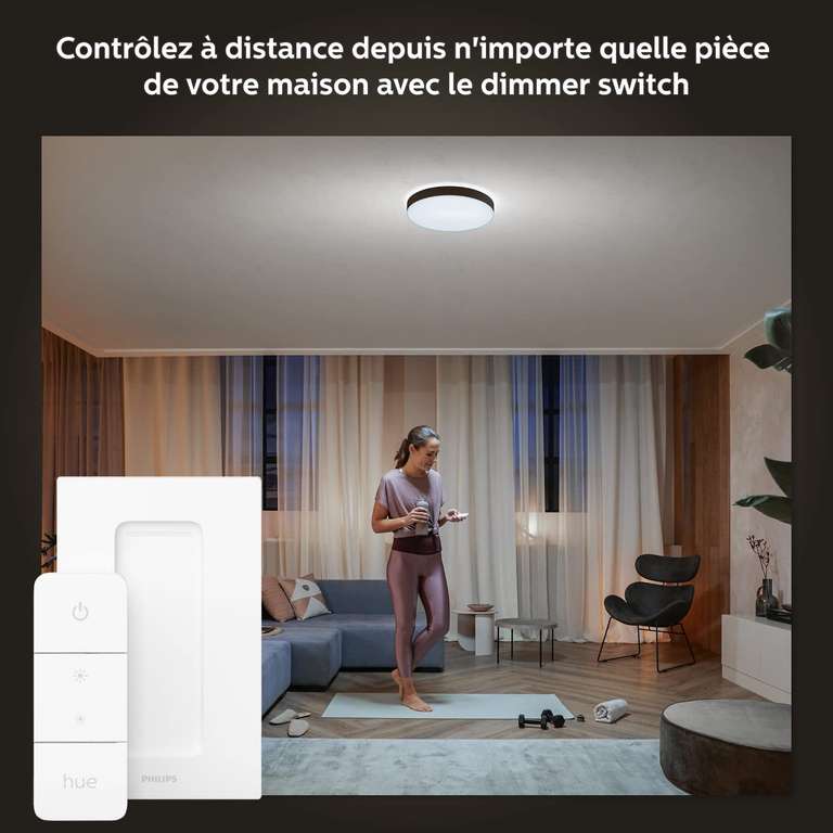 Lampe de plafond Philips Hue White Ambiance - Compatible Bluetooth/Alexa/Homekit - Noir