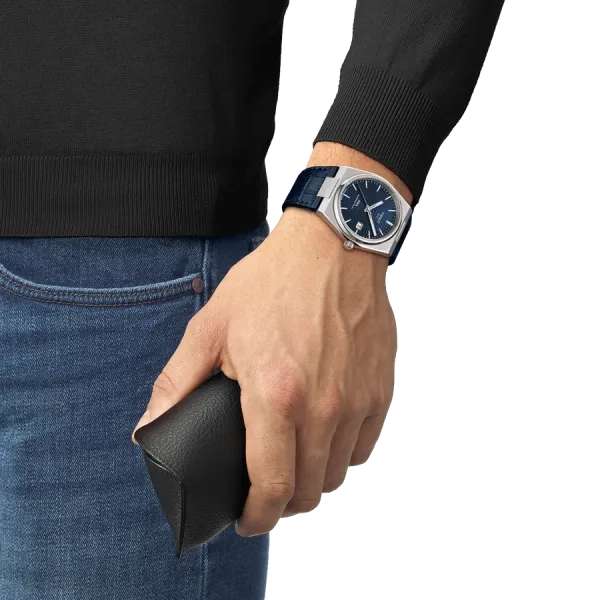 Montre Tissot PRX Powermatic 80, cadran bleu bracelet cuir bleu, 40 mm (uhrinstinkt.de)