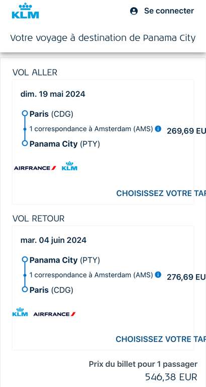 Vol Aller-retour Paris (CDG) <-> Panama City (PTY) - Du 19 Mai au 4 Juin (Bagage cabine de 12 kg)