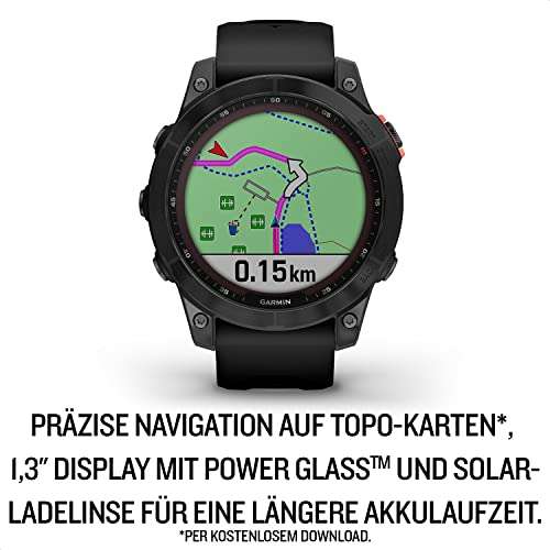 Montre GPS connectée Garmin Fenix 7 Solar - Gris Ardoise avec bracelet noir, Boitier 47 mm (via remise panier)