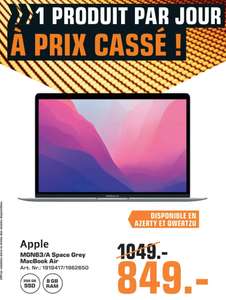 PC Portable 13.3" Apple MacBook Air 13 (2020) - M1, RAM 8 Go, SSD 256 Go, Gris Sidéral, AZERTY ou QWERTZ (Frontaliers Luxembourg)