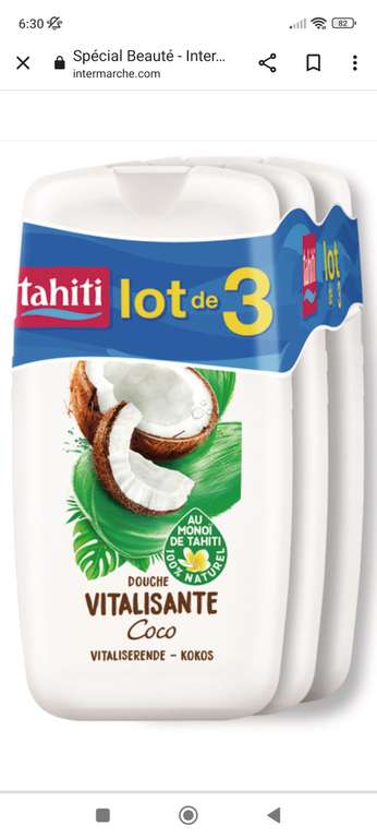 Lot de gels douche en promotion - Ex : Lot de 3 gels douche Tahiti - 3x250ml (via 4,43€ sur carte de fidélité)