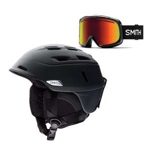 Casque de Ski Smith Camber Matte Black + Masque de Ski Black/Red Sol X