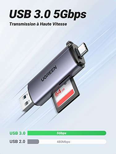 Lecteur de Carte SD USB C, Adaptateur de Lecteur de Carte Micro SD