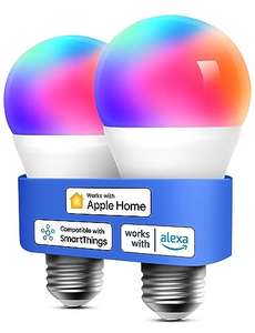 2 Ampoules LED Connectées meross - WiFi, Apple Home, Alexa, Google Home, SmartThings, Dimmable E27