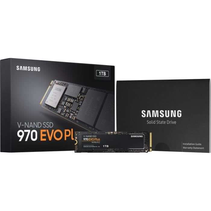 SSD interne M.2 NVMe Samsung 970 Evo Plus (MZ-V7S1T0BW) - 1 To, TLC 3D, Jusqu'à 3500-3300 Mo/s