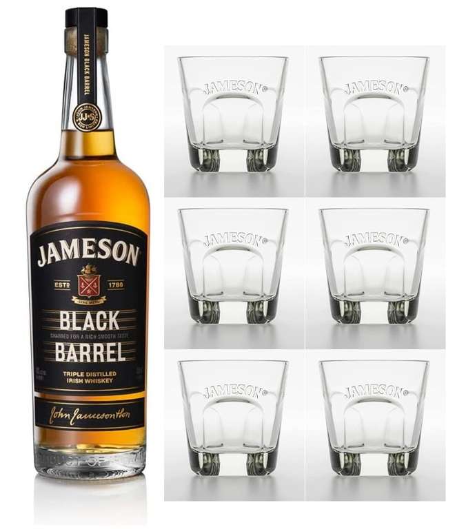 Pack Jameson Black Barrel + 6 verres Whisky Irlandais - 40%, 70cl