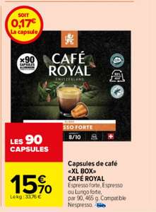 Boite de 90 capsules compatibles nespresso Cafe Royal