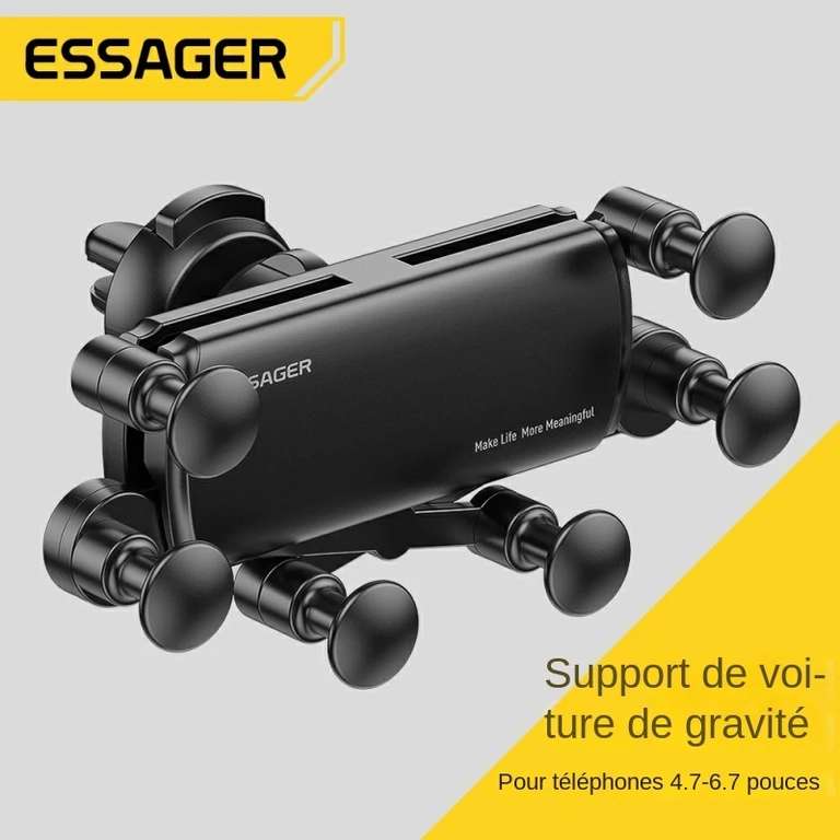 Support smartphone Essager pour grille d'aération de voiture (4.7" à 6.7")