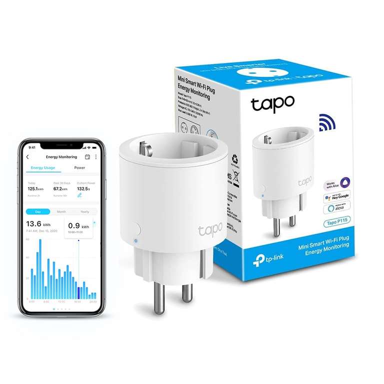 Prise Connectée WiFi TP-Link Tapo Nano P115 - Suivi de consommation, 16A,  compatible avec Alexa et Google –