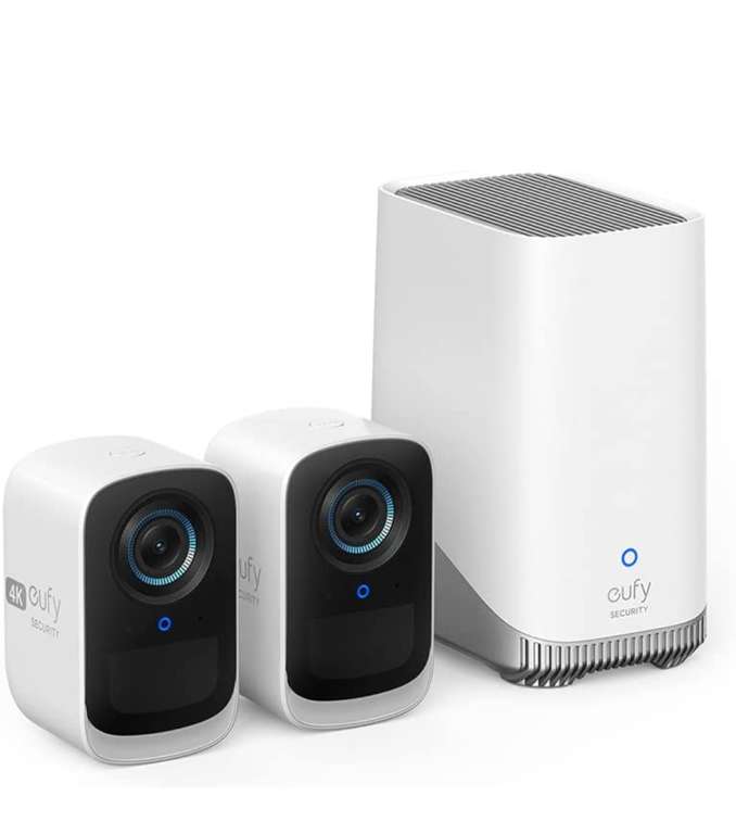 Kit de 2 caméras de surveillance sans-fil extérieur Eufy eufyCam 3C avec HomeBase S380 (vendeur tiers - via coupon)