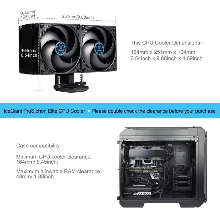 Ventirad processeur IceGiant ProSiphon Elite - 240 mm