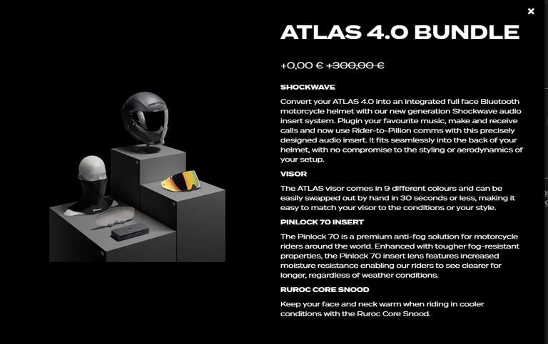 Casque Moto Ruroc Atlas 4.0 + Système Sound + Visière de Rechange Cache Cou