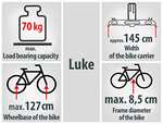 Porte Vélo sur attelage Eufab Luke 11514 - 4 vélos, basculant, Avec feux et porte plaque, Compatible vélo électrique
