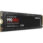 SSD interne M.2 NVMe 4.0 Samsung 990 PRO (MZ-V9P2T0BW) - 2 To, TLC 3D, DRAM, Jusqu'à 7450-6900 Mo/s (+ 10.20€ en RP - Boulanger)