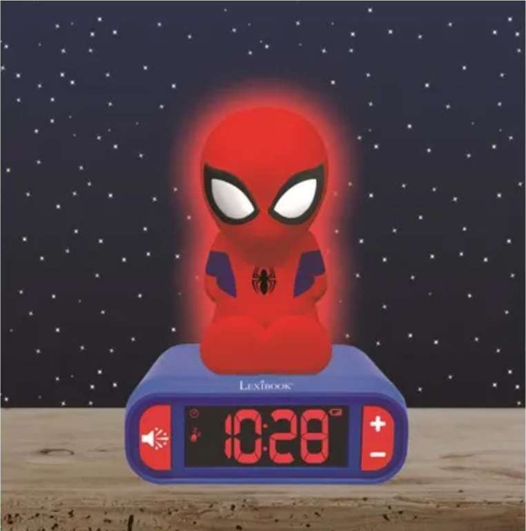 Réveil digital avec veilleuse lumineuse en 3D et effets sonores Lexibook Spider-Man