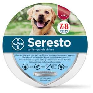 SERESTO Collier anti-puces et anti-tiques pour grands chiens - 8kg et + (Occasion - Comme neuf)