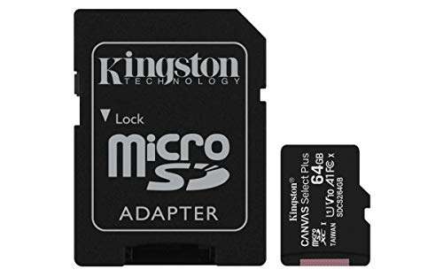 Lot de 2 cartes microSDXC Kingston Canvas Select Plus Class 10 V10 - 2x 64 Go + adaptateur