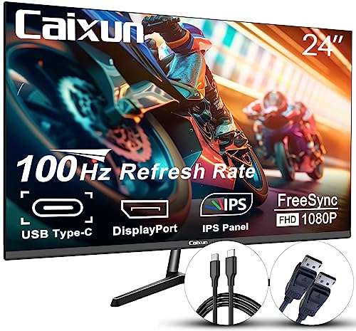 Caixun Écran PC Gaming 24 100Hz, IPS, FHD 1080P, HDMI DP Type-C Ports,  Haut-parleurs intégrés, BlueLightShield&Flickerless (Vendeur Tiers) –